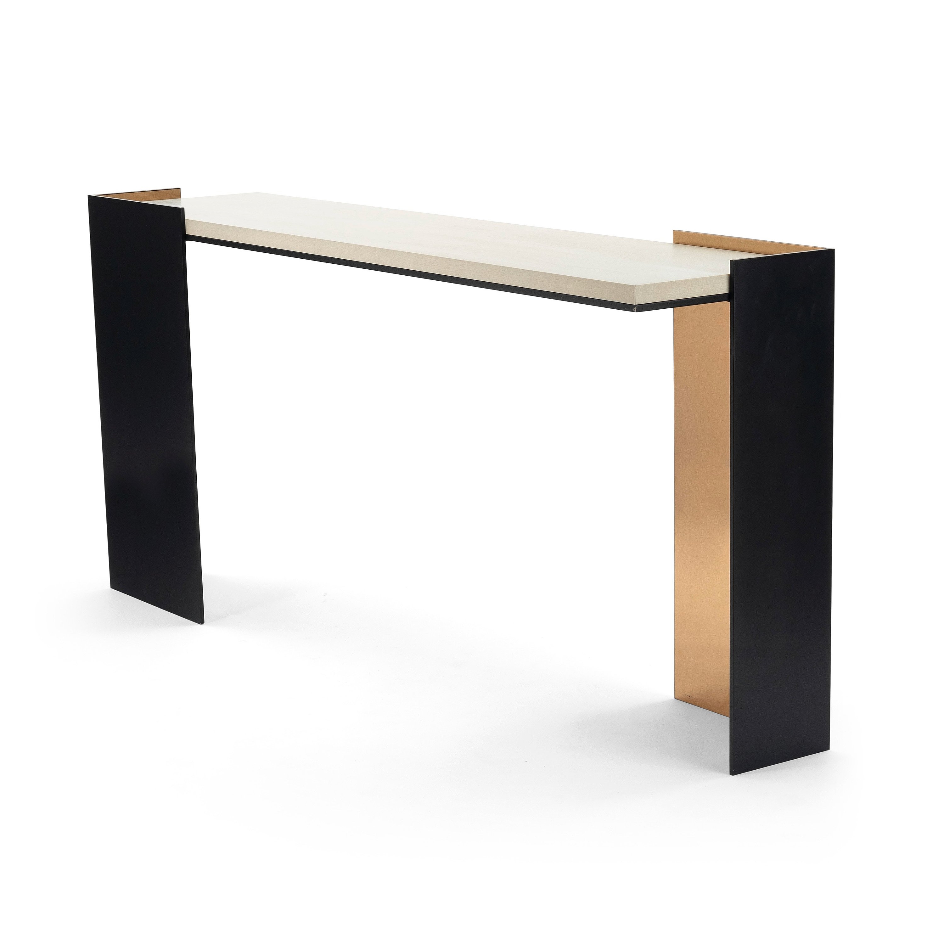 Artwork by Kara Mann, A sideboard, 'Wrap Console', Made of Brass and black lacquered metal
