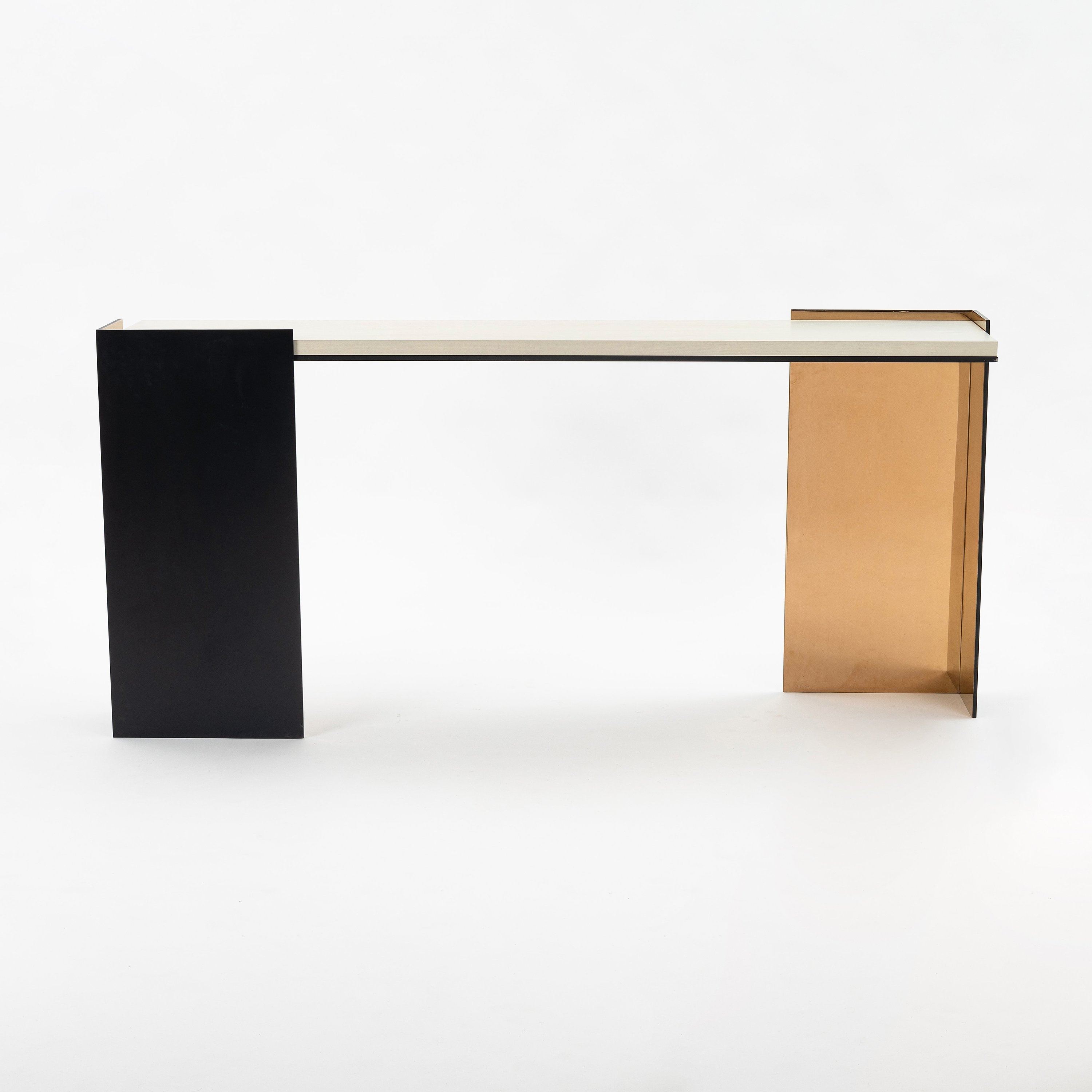 Artwork by Kara Mann, A sideboard, 'Wrap Console', Made of Brass and black lacquered metal