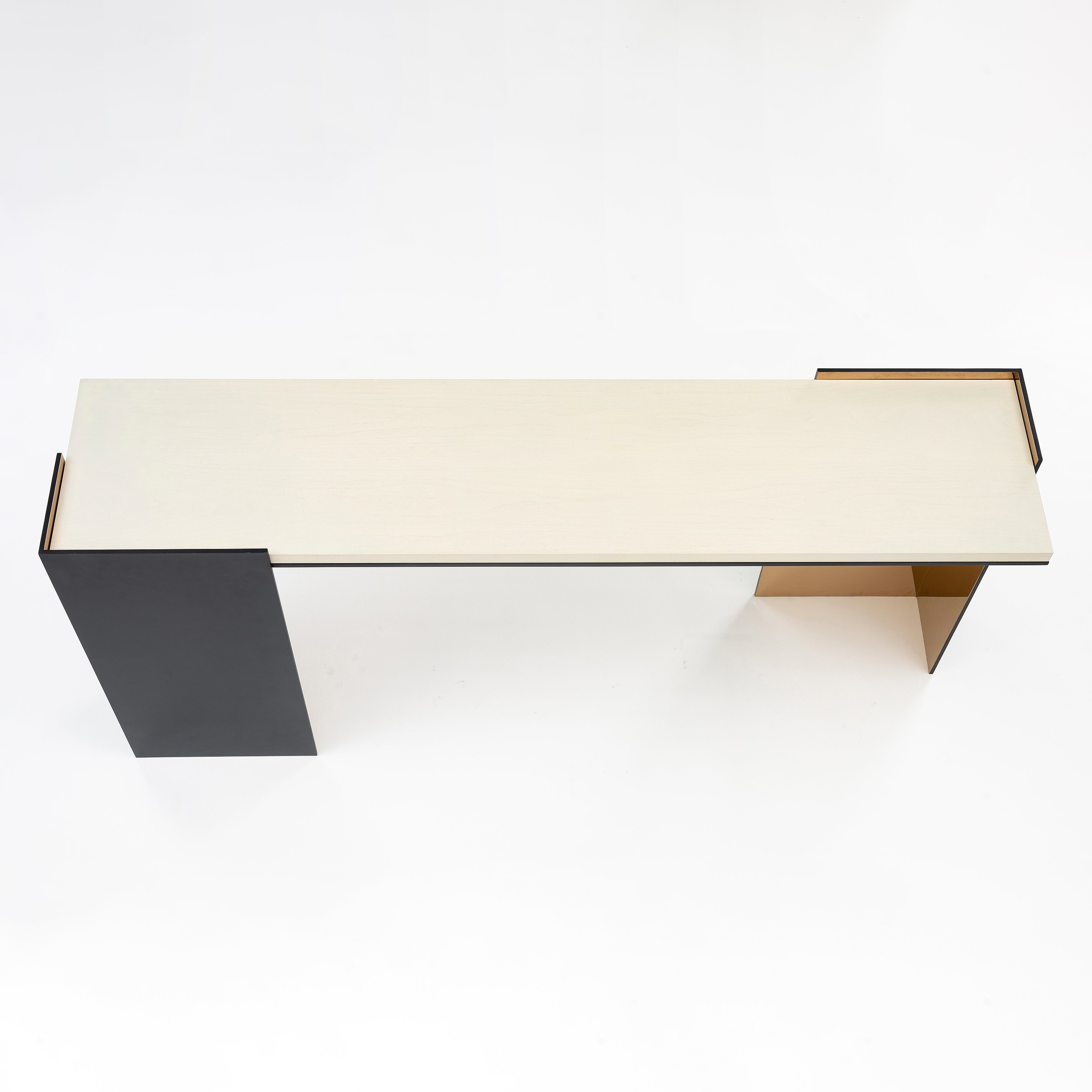Artwork by Kara Mann, A sideboard, 'Wrap Console', Made of Brass and black lacquered metal