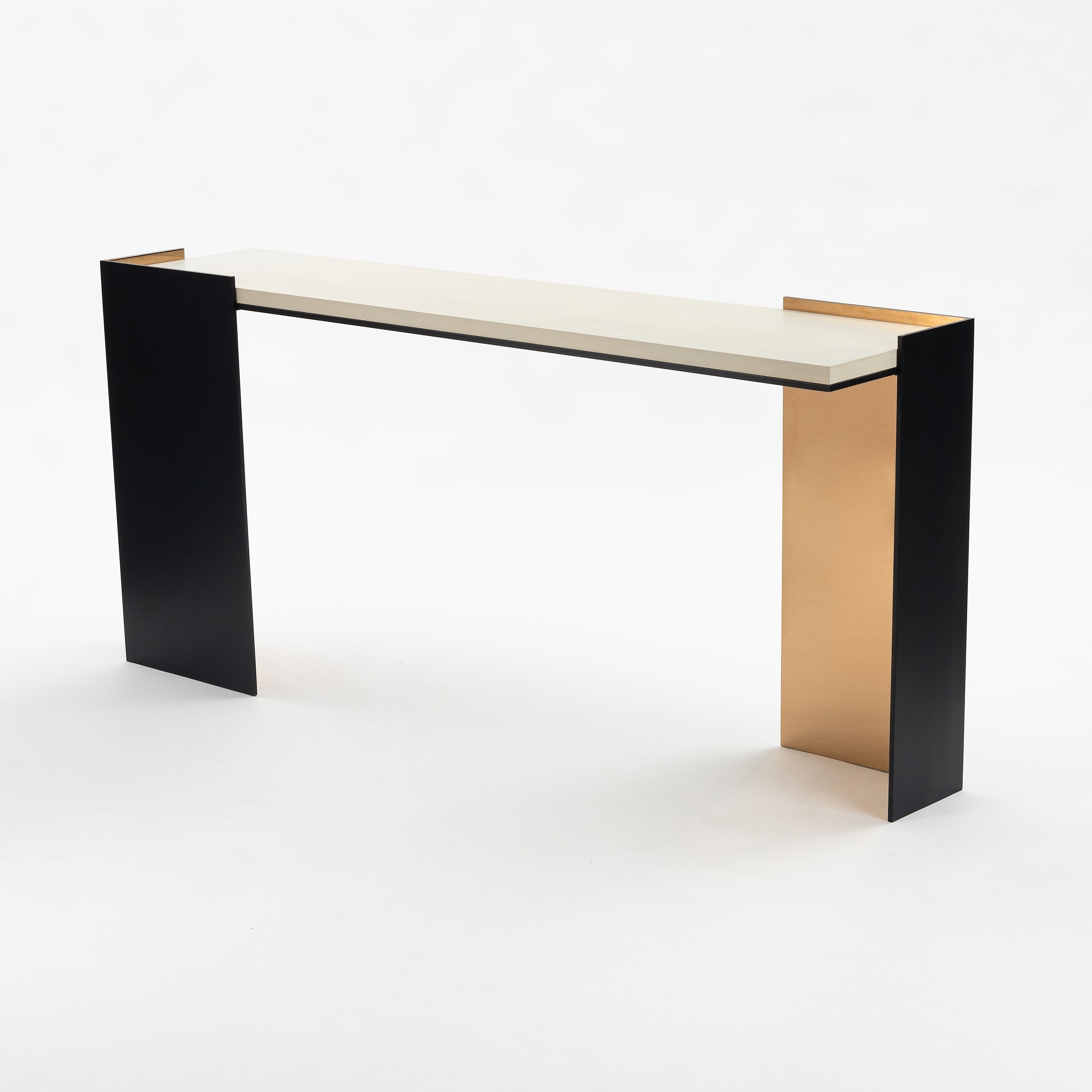 Artwork by Kara Mann, A sideboard, 'Wrap Console', Made of Brass and black lacquered metal