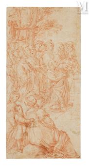 Une assemblée dans un paysage boisé - Lorenzo Garbieri