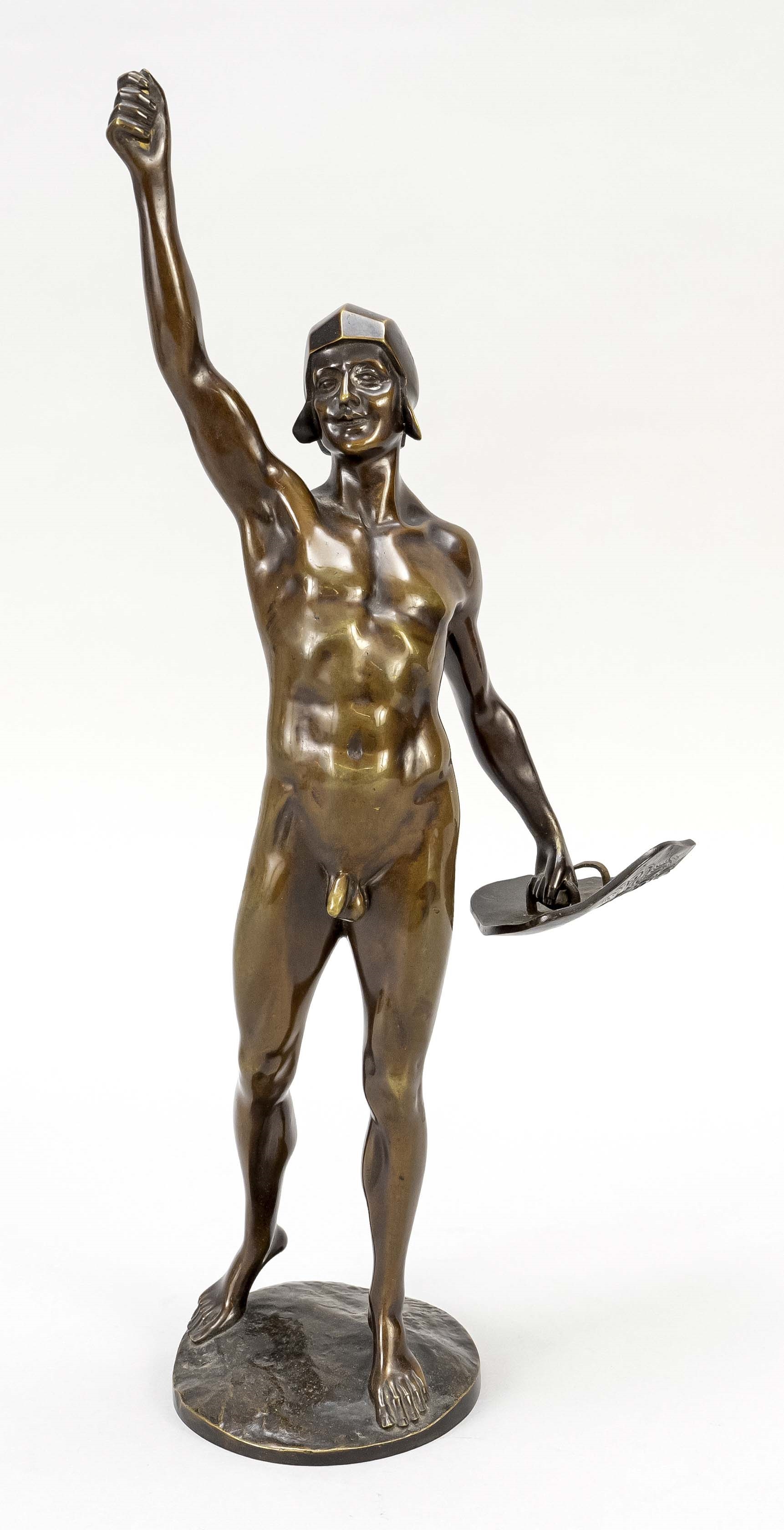 Frans Iffland Perseus, male nude figure with helmet and shield of