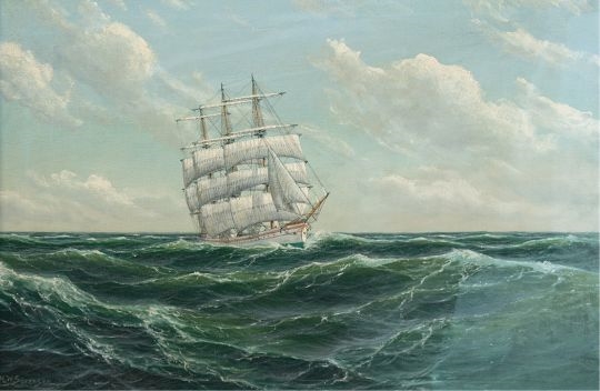 Artwork by H. W. Sorensen, Segler auf hoher See, Made of Oil on canvas