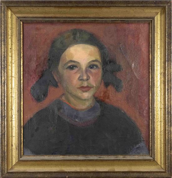 Expressionist portrait of a girl by Hans Breinlinger, 1914