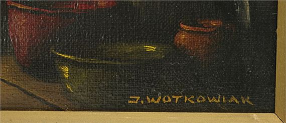 希少♤Jarosław Wojtkowiak 油彩「Kitchen (台所)」 Wojtkowiak