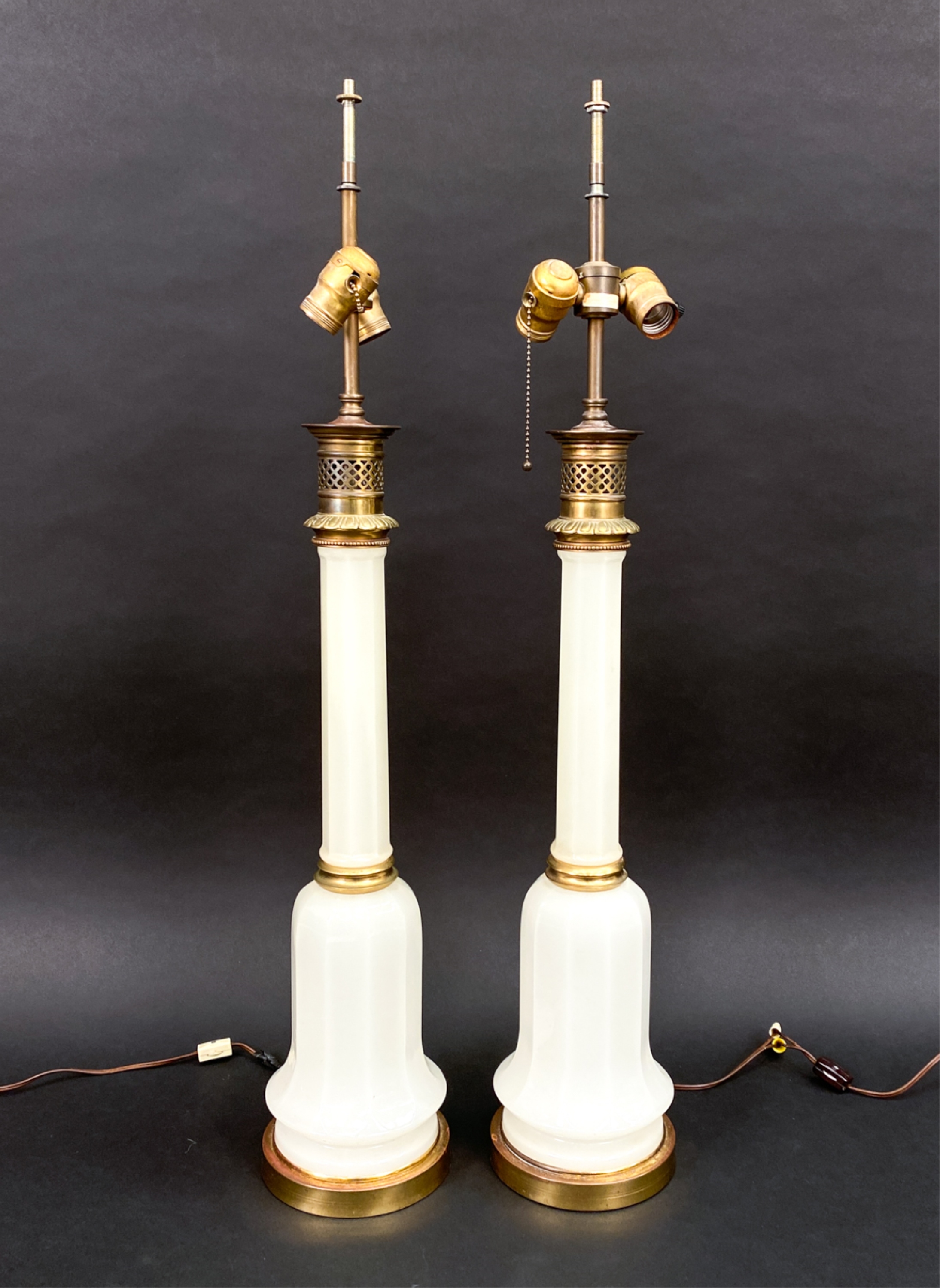 Warren Kessler | PAIR OF OPALINE MOUNTED LAMPS | MutualArt