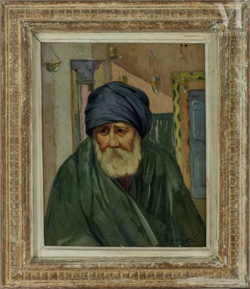 Rabbin dans la synagogue by Maurice Bismouth