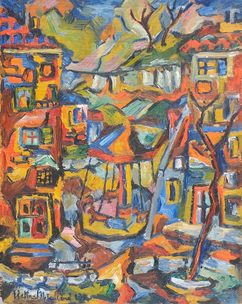 Artwork by Elettra Metallinò, Paesino sul mare, Made of oil on plywood