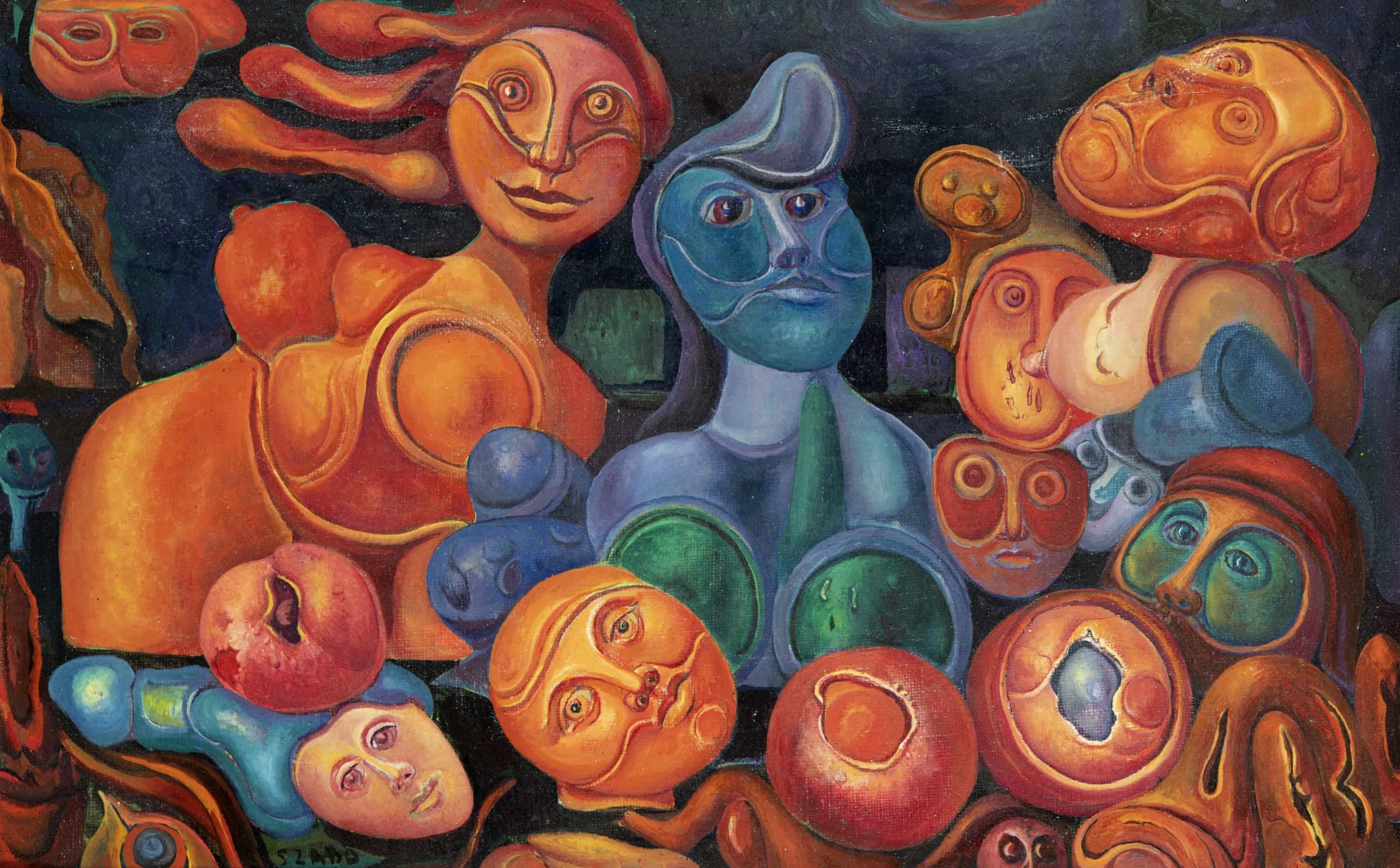 Artwork by Joseph Szabó, Szürrealista fejek, Made of oil,canvas