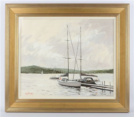 Memories of Pittwater, maritime scene with yachts by Robert Kelsey