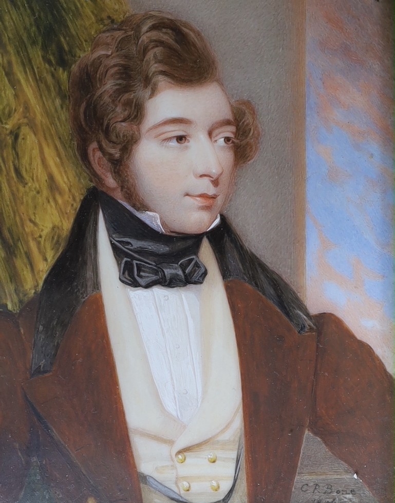 Artwork by Charles Richard Bone, Miniature portraits of a lady and gentleman, Made of watercolours on ivory