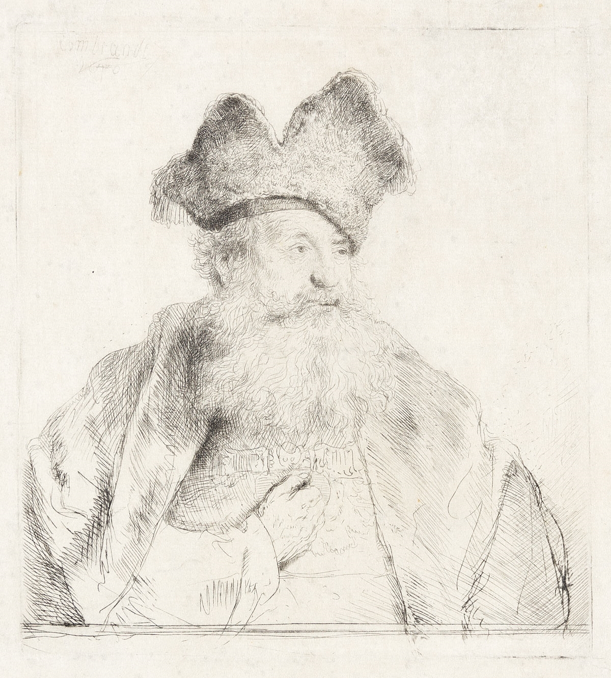 Rembrandt van Rijn | Old Man with a Divided Fur Cap (1640) | MutualArt