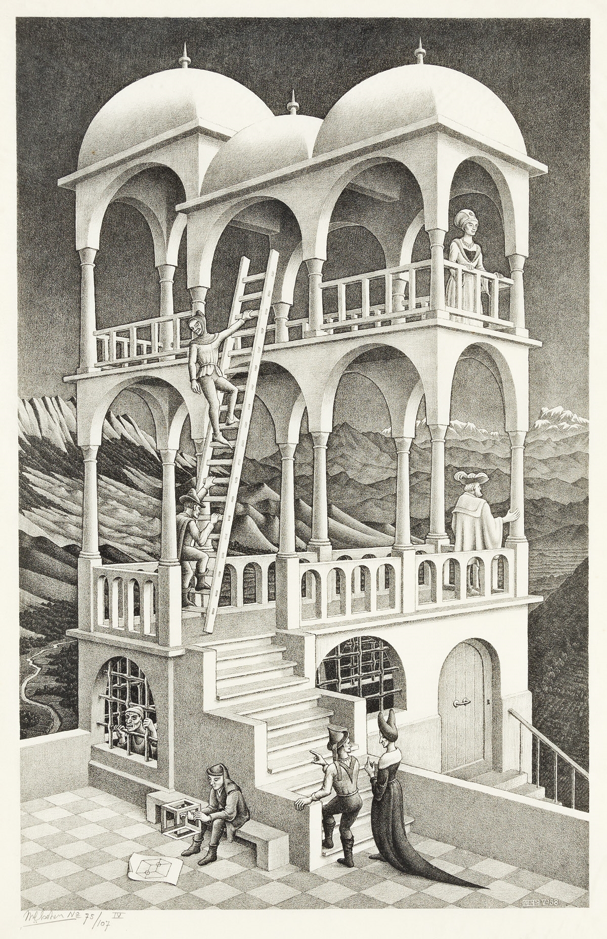 Belvedere. by Maurits Cornelis Escher, 1958