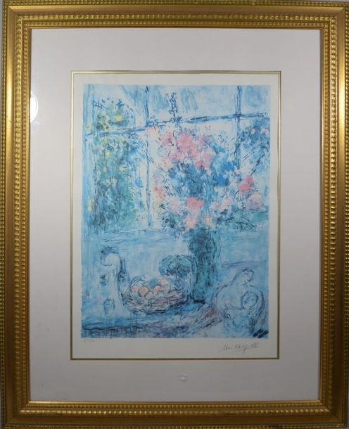 "Vase de fleurs derrière une fenêtre" by Marc Chagall