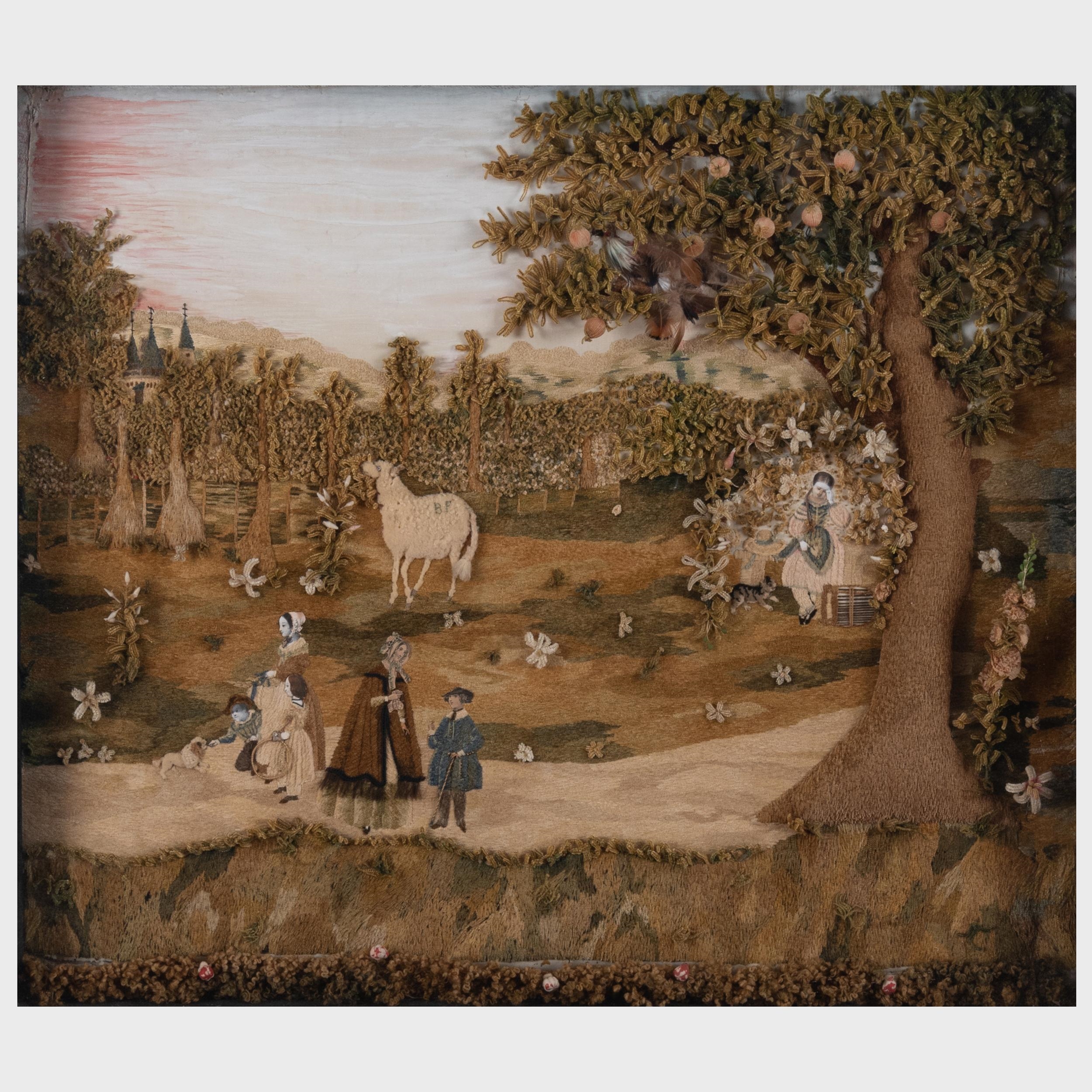 Continental School | Large Continental Stumpwork and Needlework ...