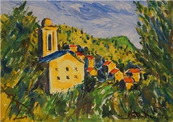 Vue du village d'Oletta en Corse - Marcel HERITIER