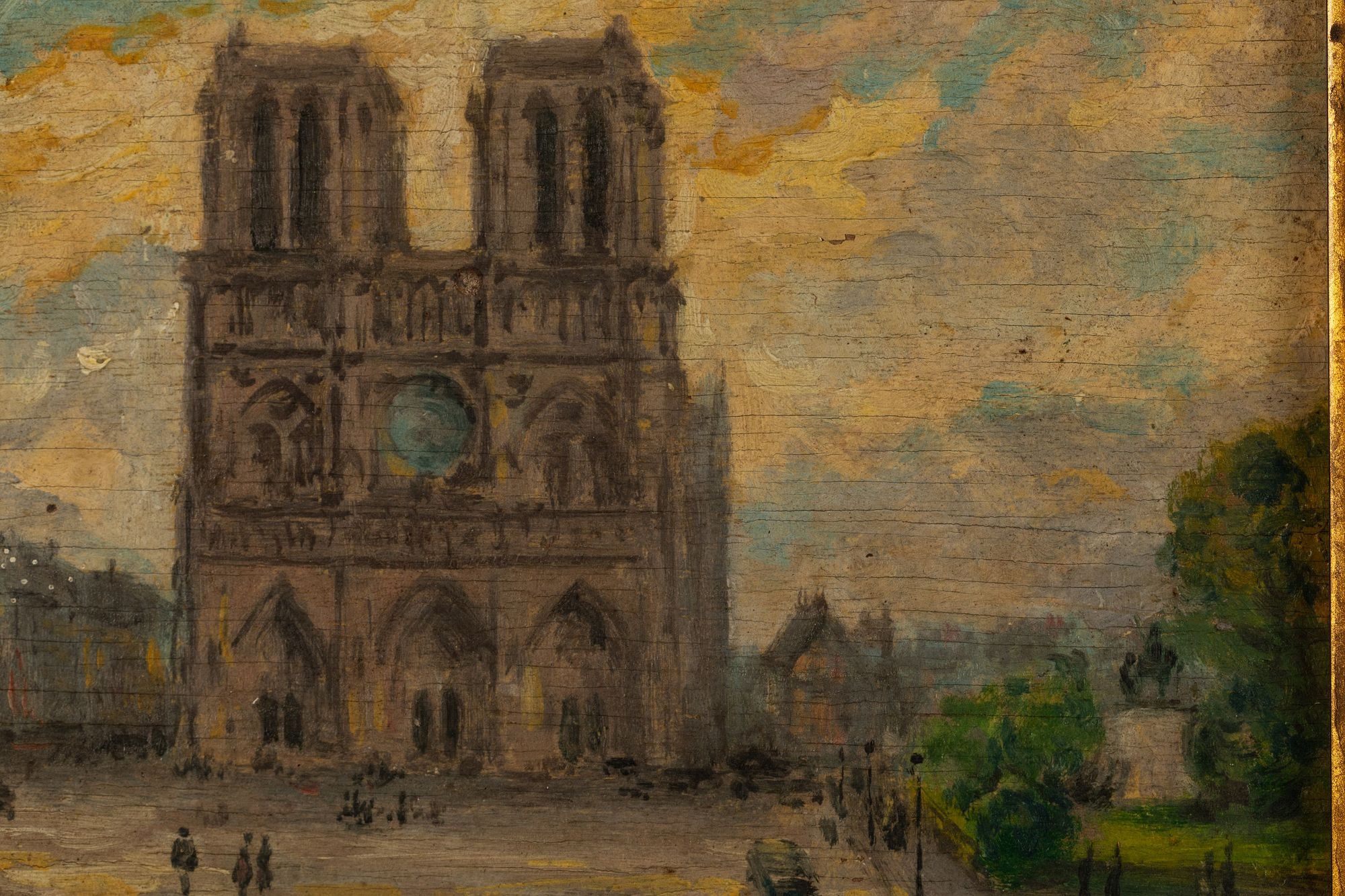 Artwork by J. Ramauge, Notre Dame, Made of Oil on Board