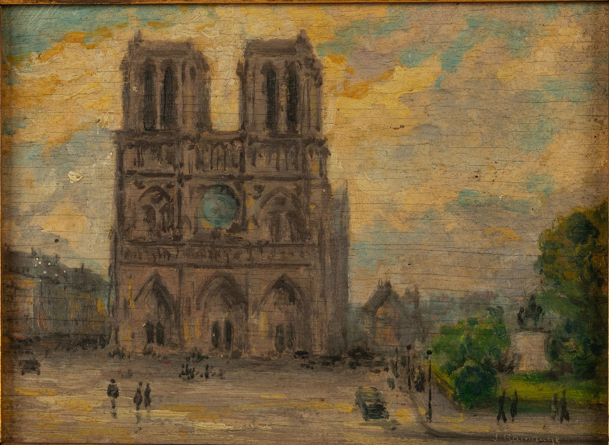 Artwork by J. Ramauge, Notre Dame, Made of Oil on Board