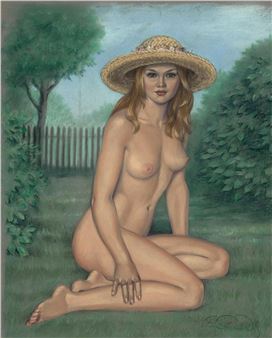 Nude with Straw Hat - Victoria Fontaine-Wolf