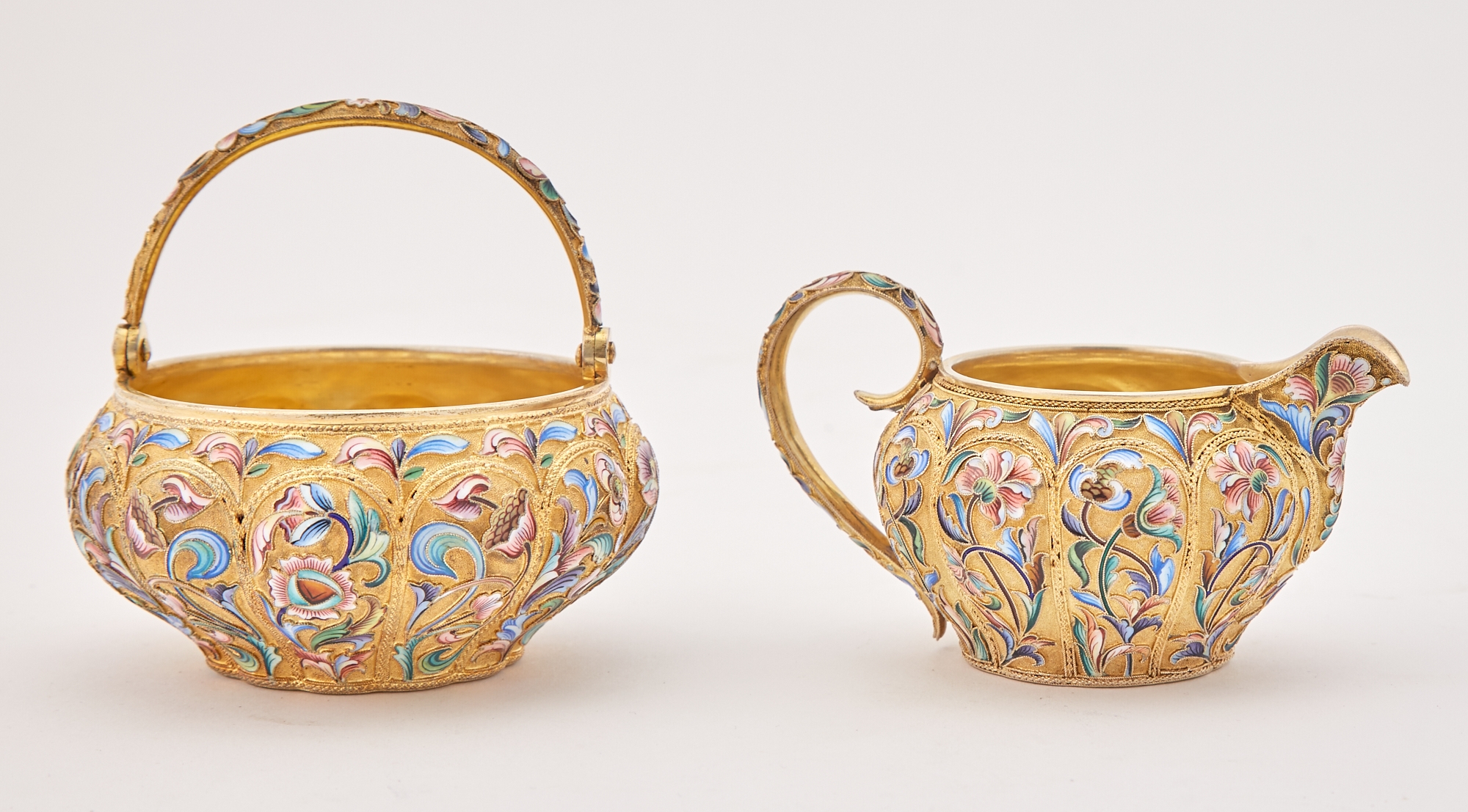 Artwork by Maria Semenova, Diameter of sugar bowl 4 inches (10.2 cm)., Made of Silver Gilt and