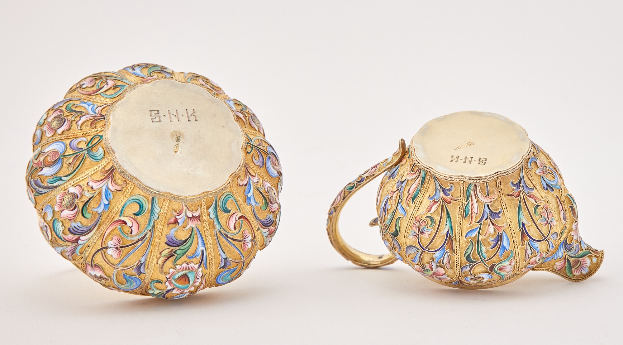 Artwork by Maria Semenova, Diameter of sugar bowl 4 inches (10.2 cm)., Made of Silver Gilt and