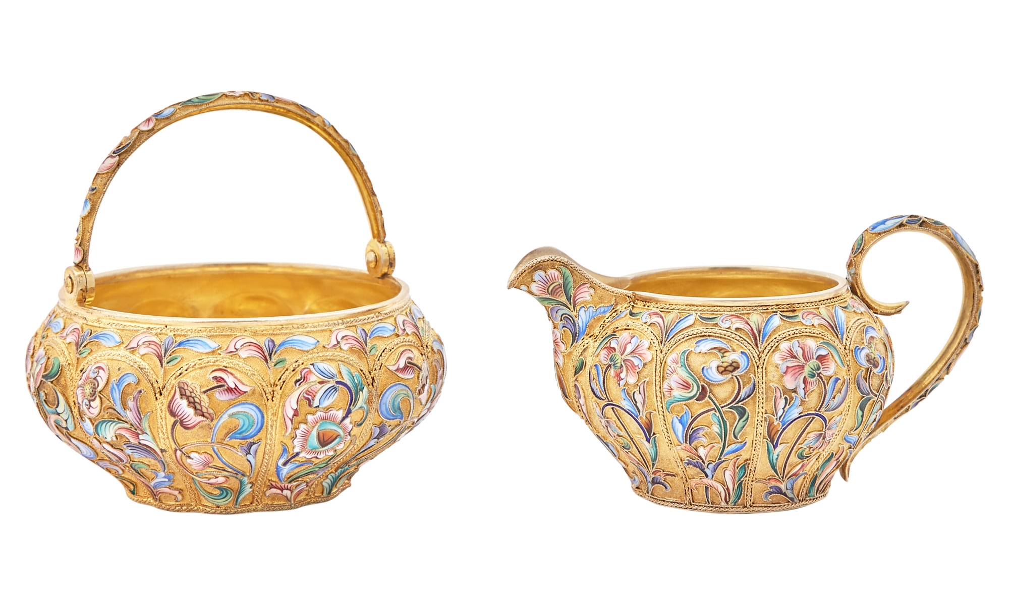 Artwork by Maria Semenova, Diameter of sugar bowl 4 inches (10.2 cm)., Made of Silver Gilt and