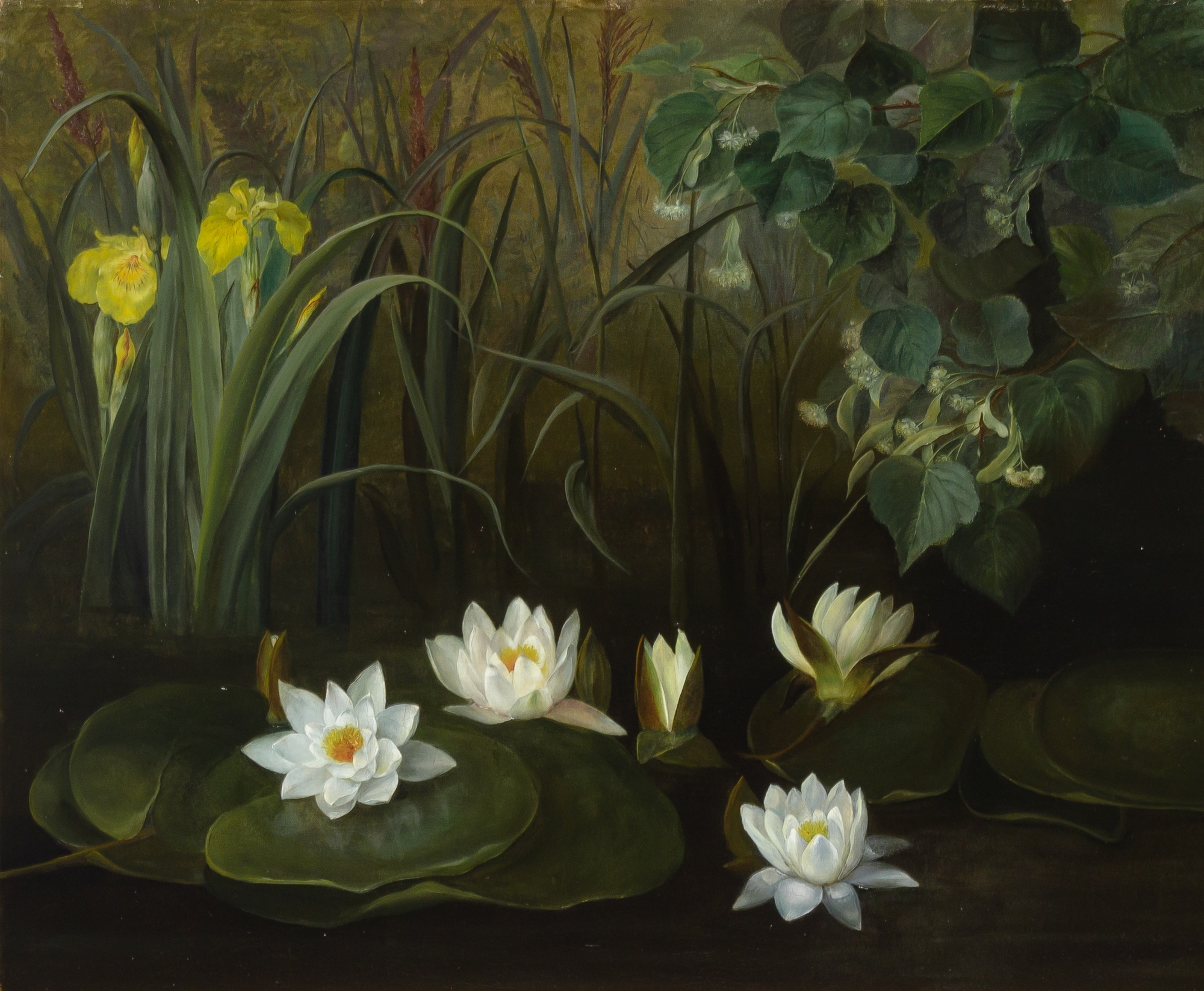 Artwork by Hermania Sigvardine Neergard, The Lily Pond, Made of Oil on canvas