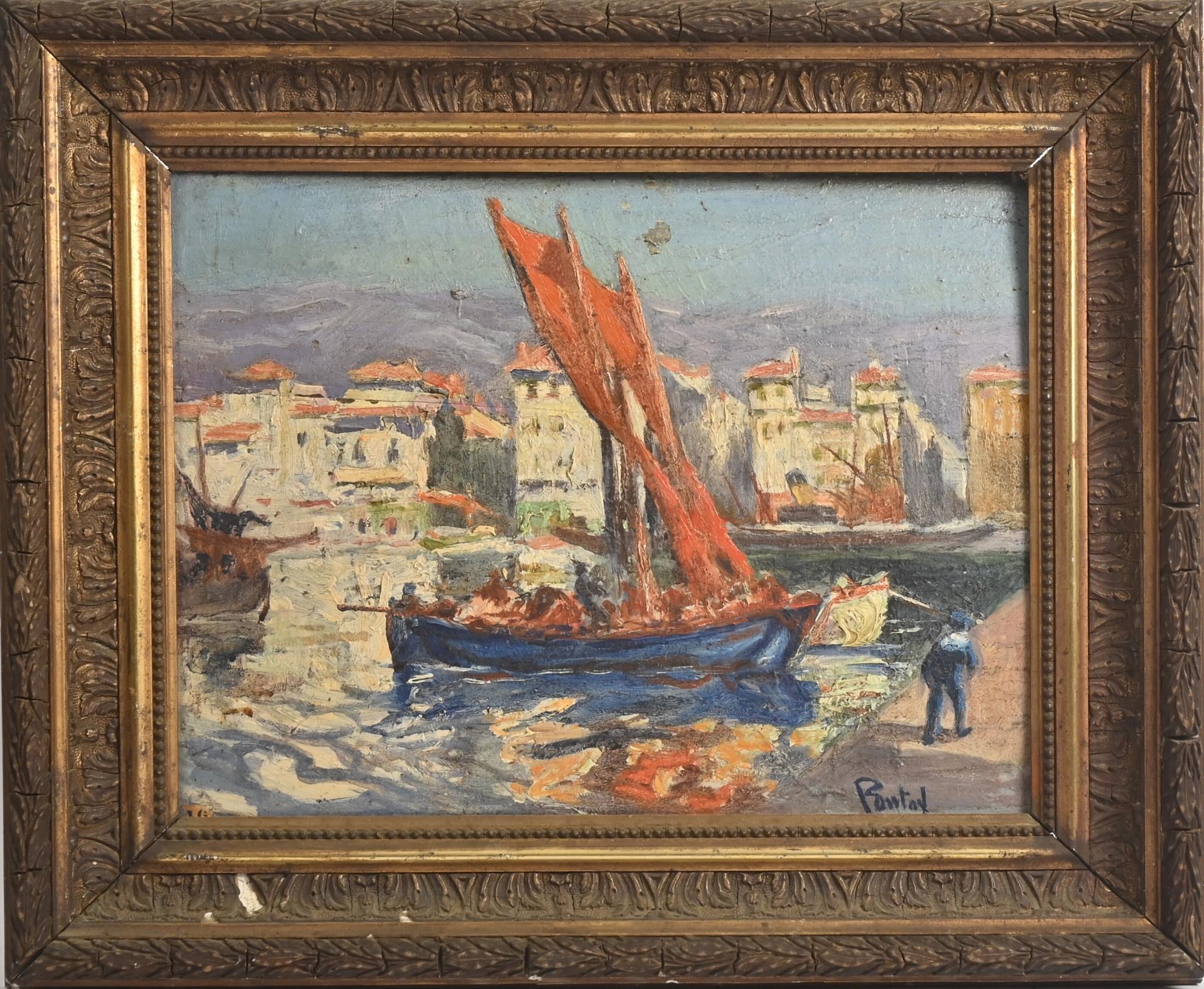 Henri-Jean Pontoy | Jean PONTOY (1888-1968) Port avec bateau aux voiles ...