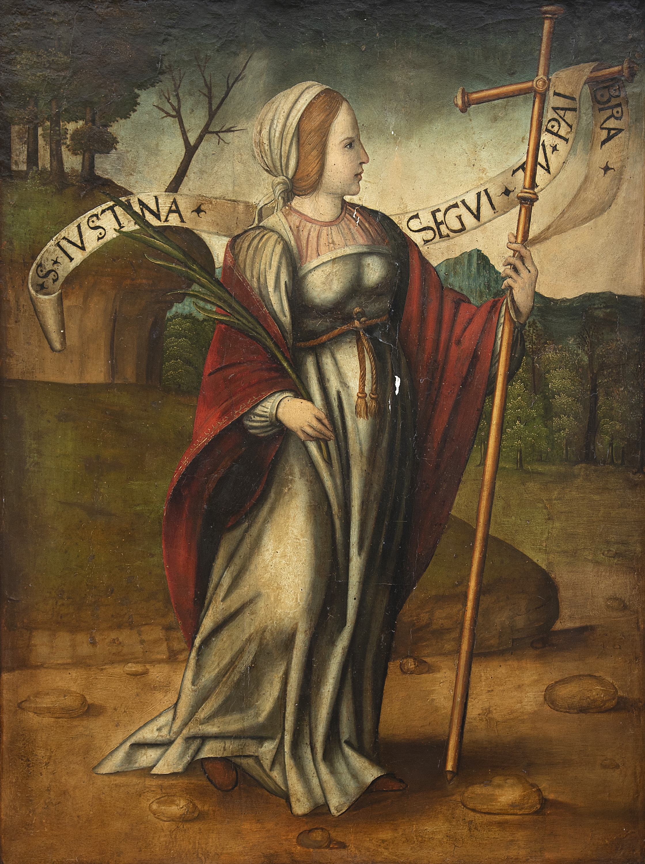 Artwork by Castillian School, 16th Century, Santa Justina, Made of Oil on panel