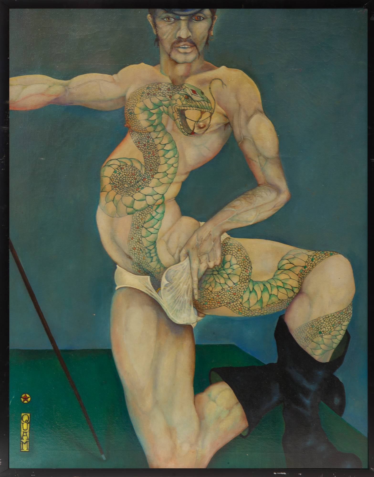 Artwork by Mylo Quam, The Snake Tattoo, Made of oil on canvas