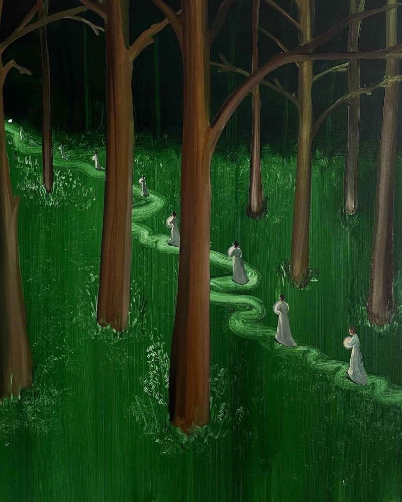 Artwork by Monika Marchewka, Fireflies, Made of Oil, Canvas,