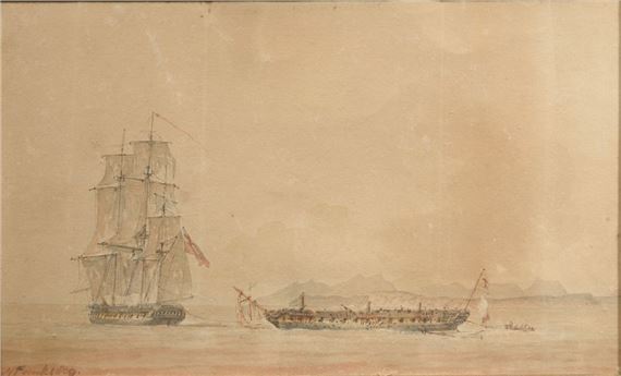Nicholas Pocock | Catch of War - Towing of a French Frigate. (1809 ...