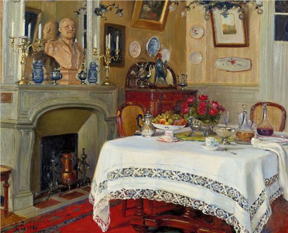 Intérieur noble avec couvert à café by Louis Petit