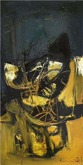 Komposition ocker-schwarz-grau by Carl Walter Liner, 1961