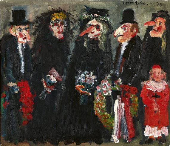 Trauerfamilie mit Ministrant by Leopold Häfliger, 1976