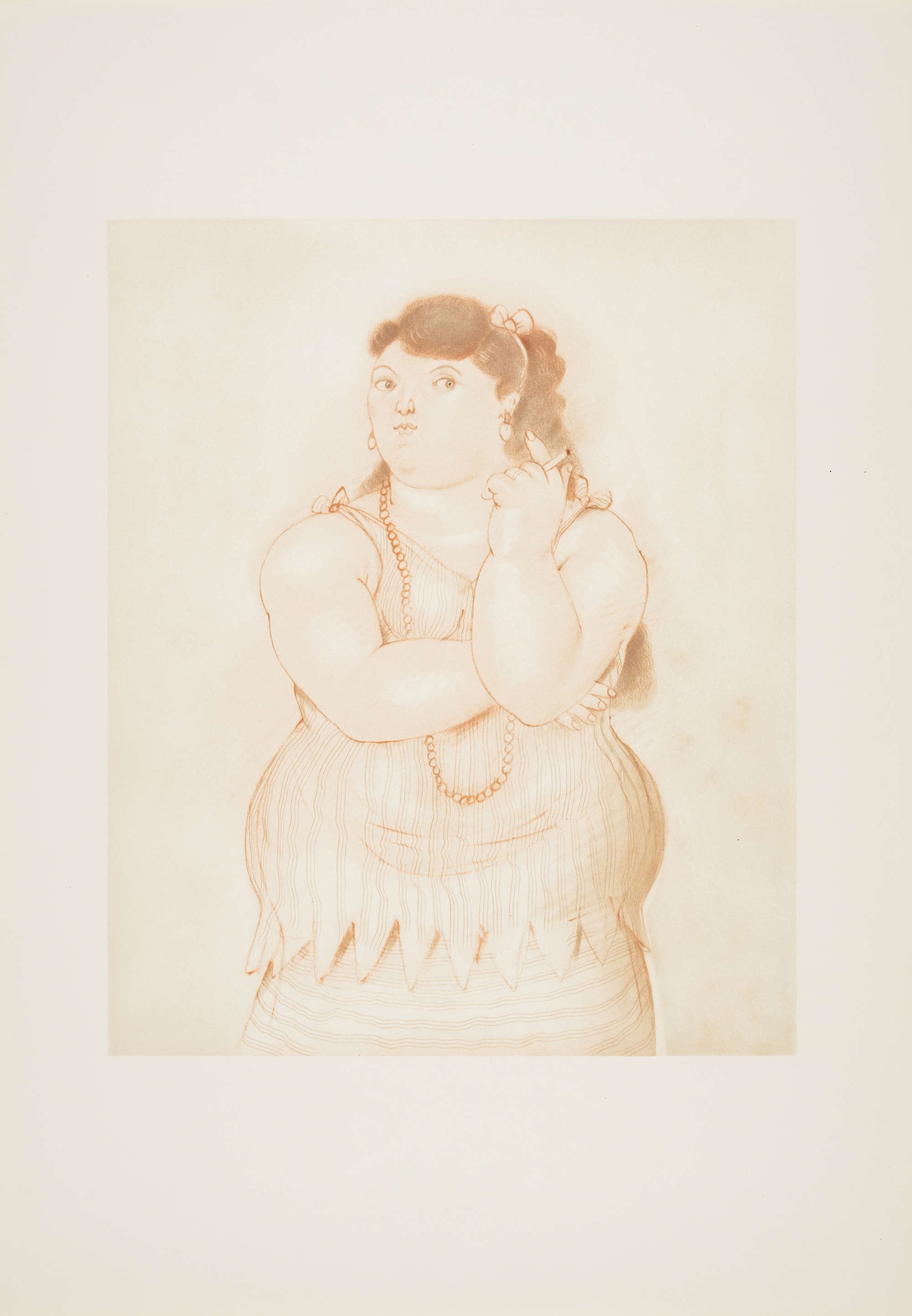 Artwork by Fernando Botero, Mujer Fumando, Made of Lithograph