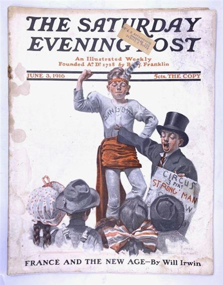 A collection of seven issues of The Saturday Evening Post with illustrated covers by Rockwell. To include a very early example from 3 June 1916 by Norman Rockwell, June 1916 and 1919