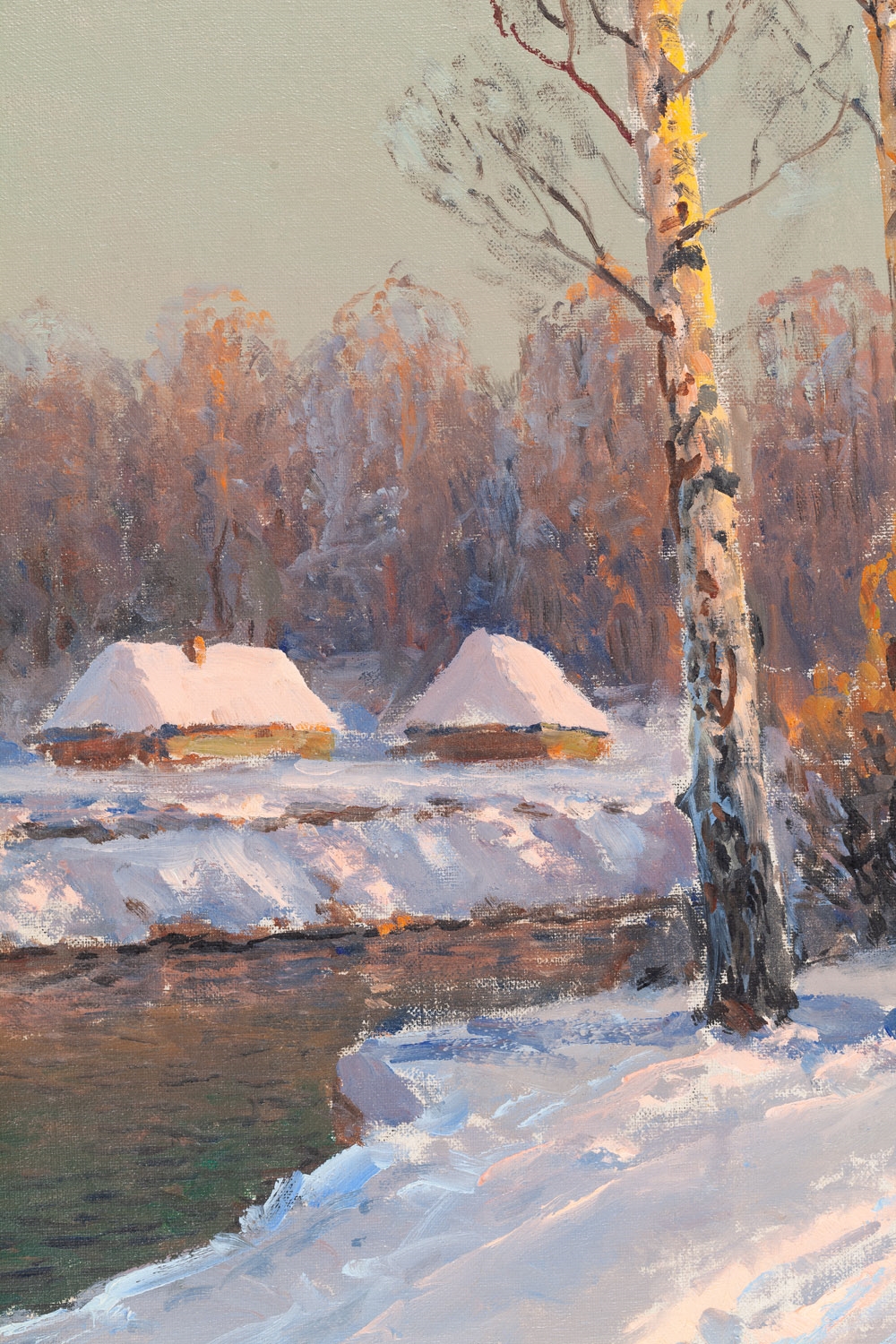 Wiktor Korecki | Winter landscape with a stream oil/canvas | MutualArt