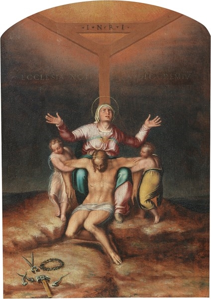Cristo deposto con Vergine e Angeli by Marcello Venusti