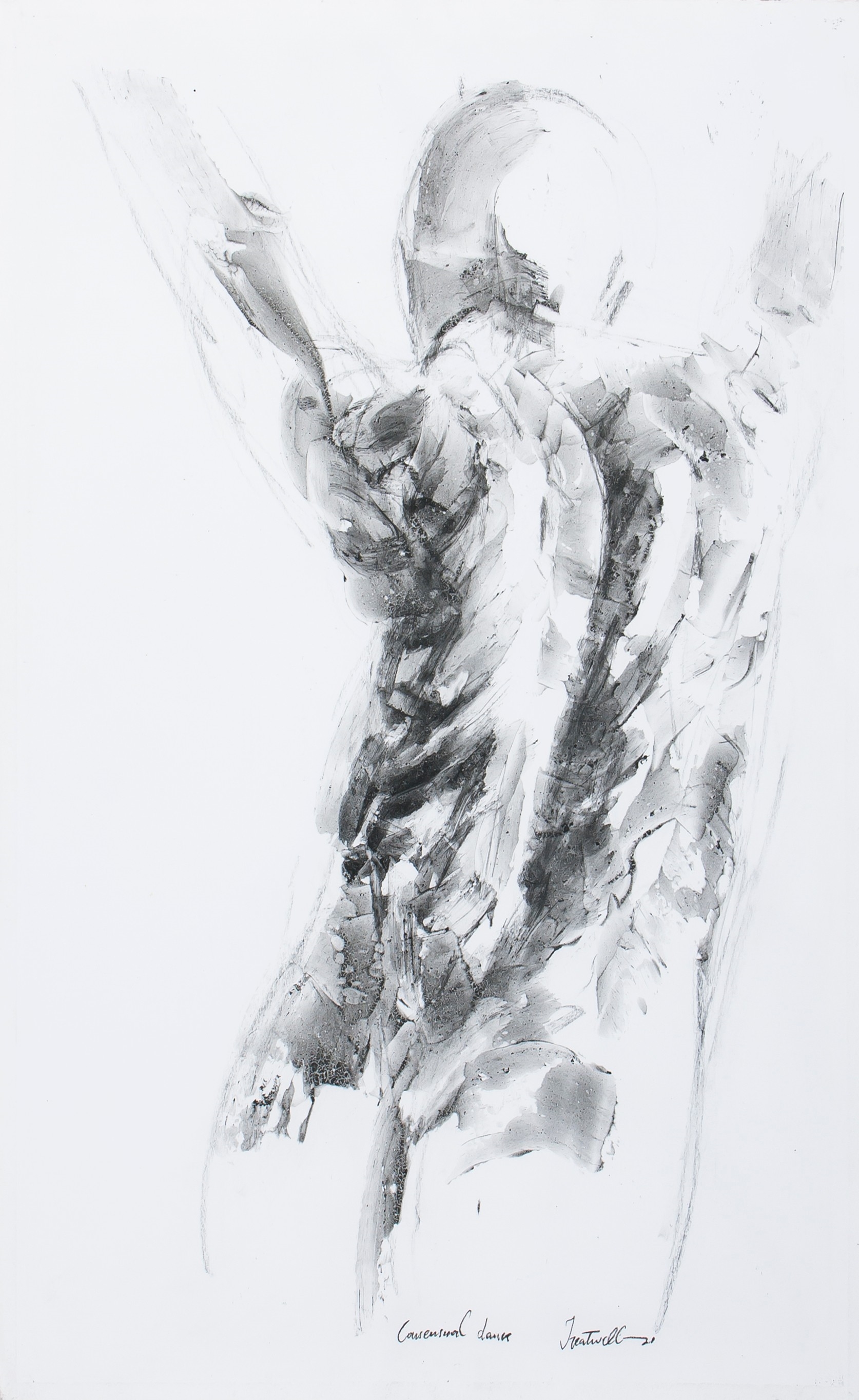 Artwork by Treatwell Mnisi, CONSENSUAL DANCE, Made of charcoal