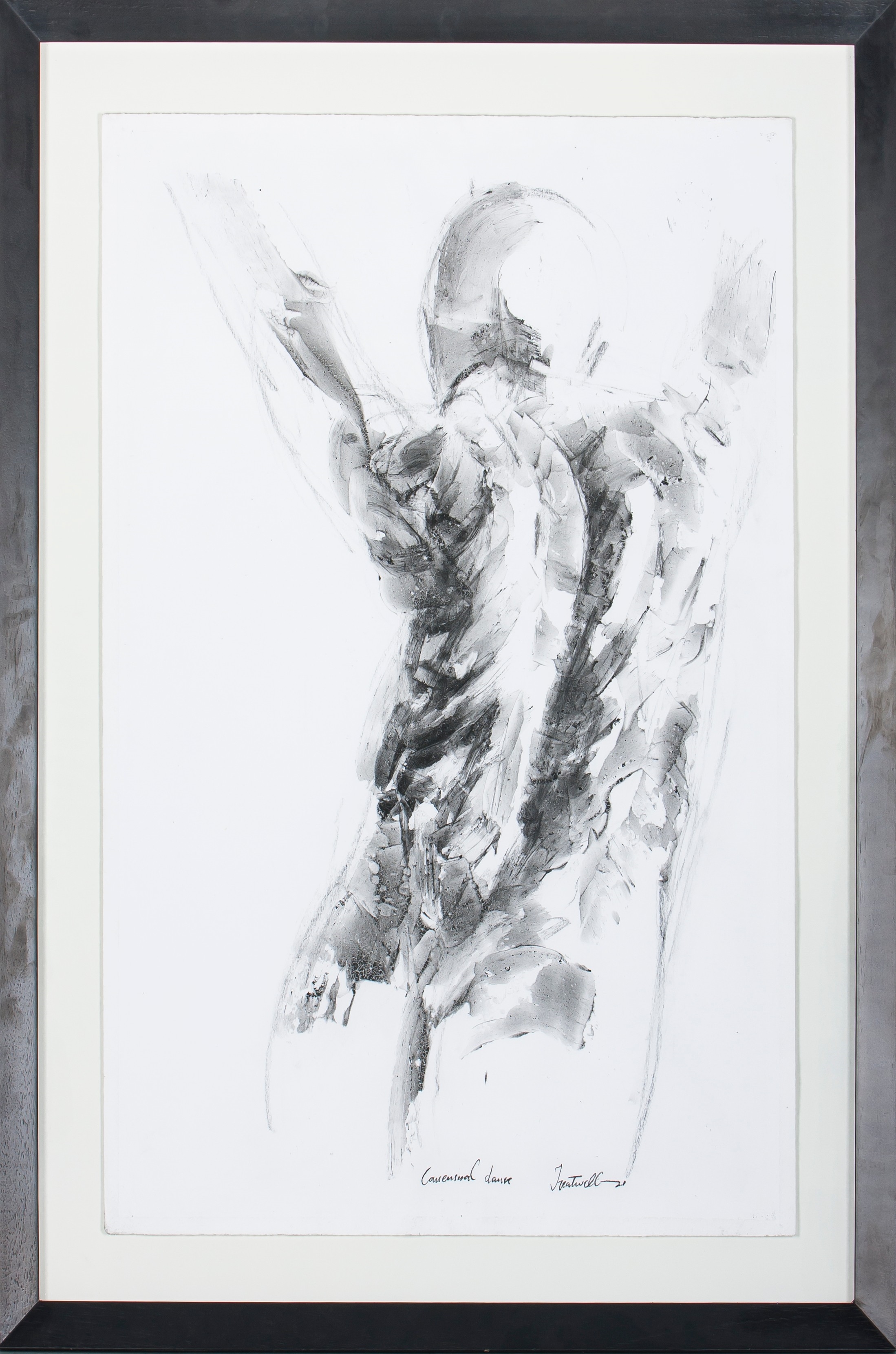 Artwork by Treatwell Mnisi, CONSENSUAL DANCE, Made of charcoal