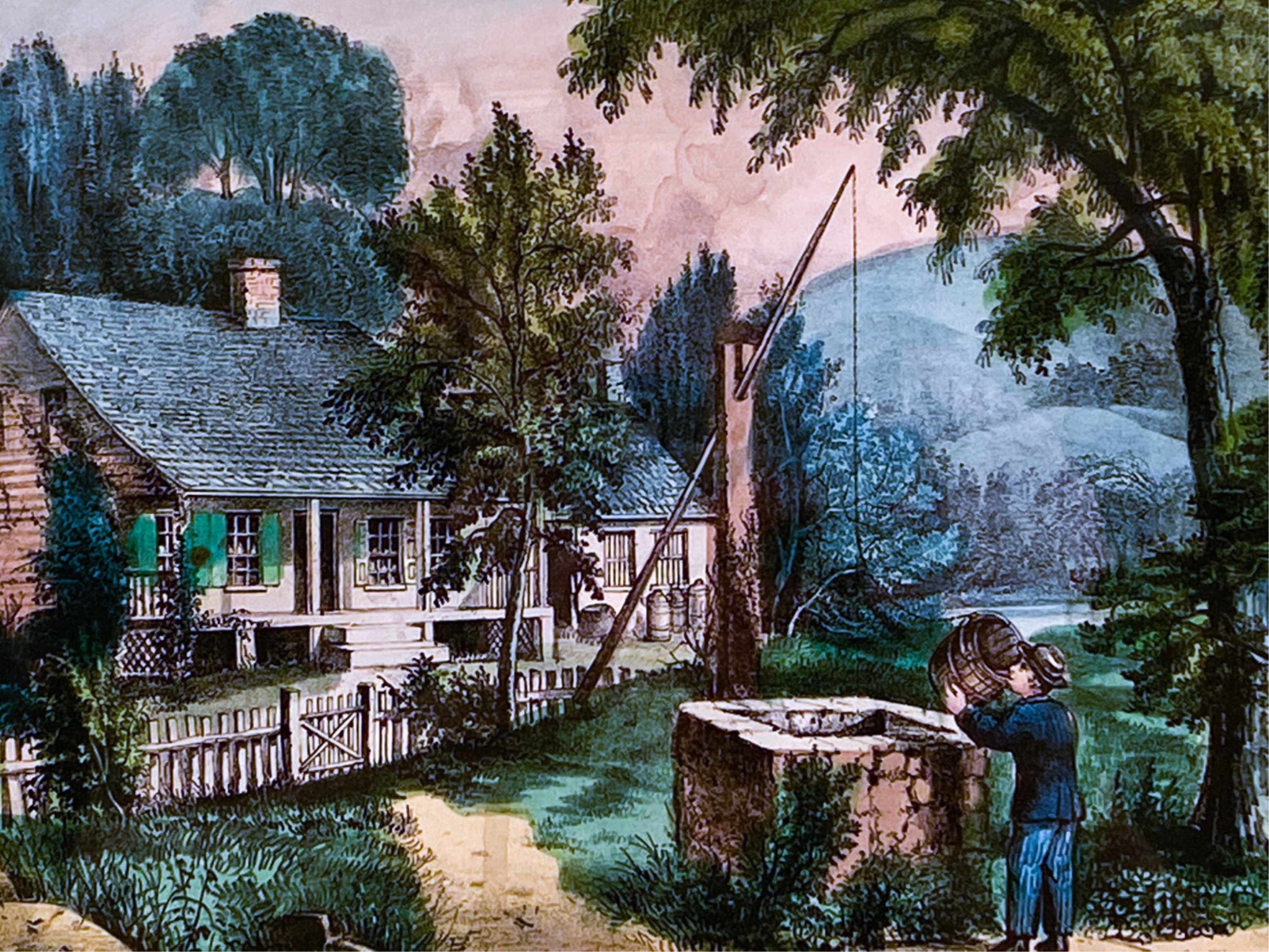 Currier & Ives | CURRIER & IVES THE OLD OAKEN BUCKET LITHOGRAPH | MutualArt