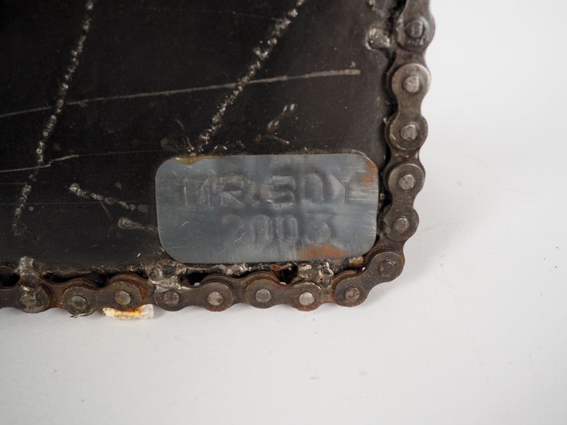 Artwork by Mr. Boy, Alien, 2003, Made of relief metal sculpture