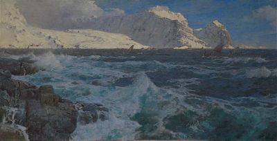Vinterseilas i Lofoten by Otto Sinding, 1905