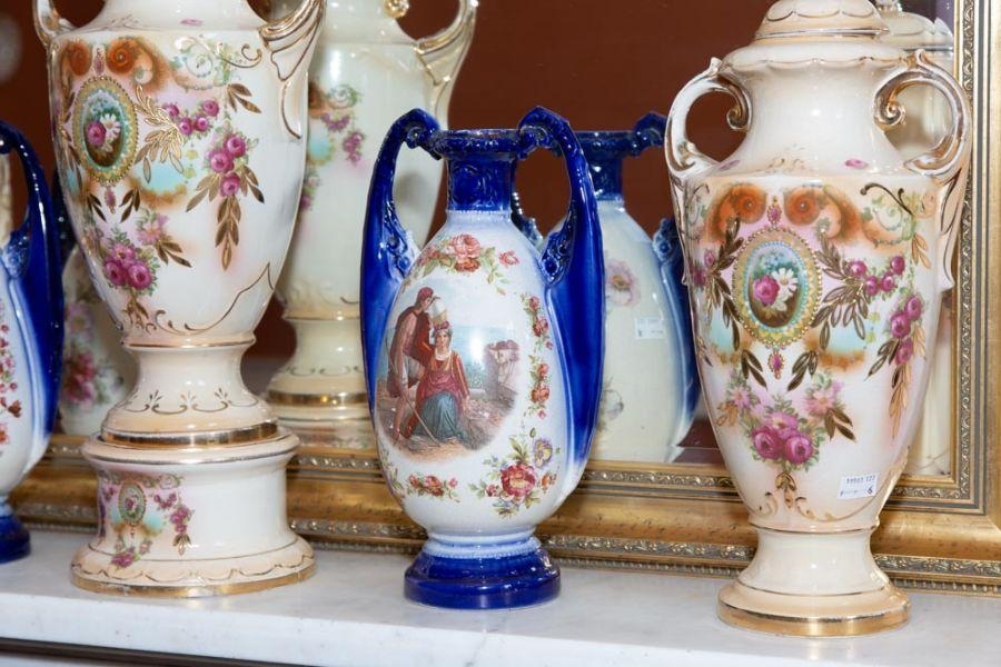 Artwork by Staffordshire, A Staffordshire pottery three piece garniture of vases, Made of pottery