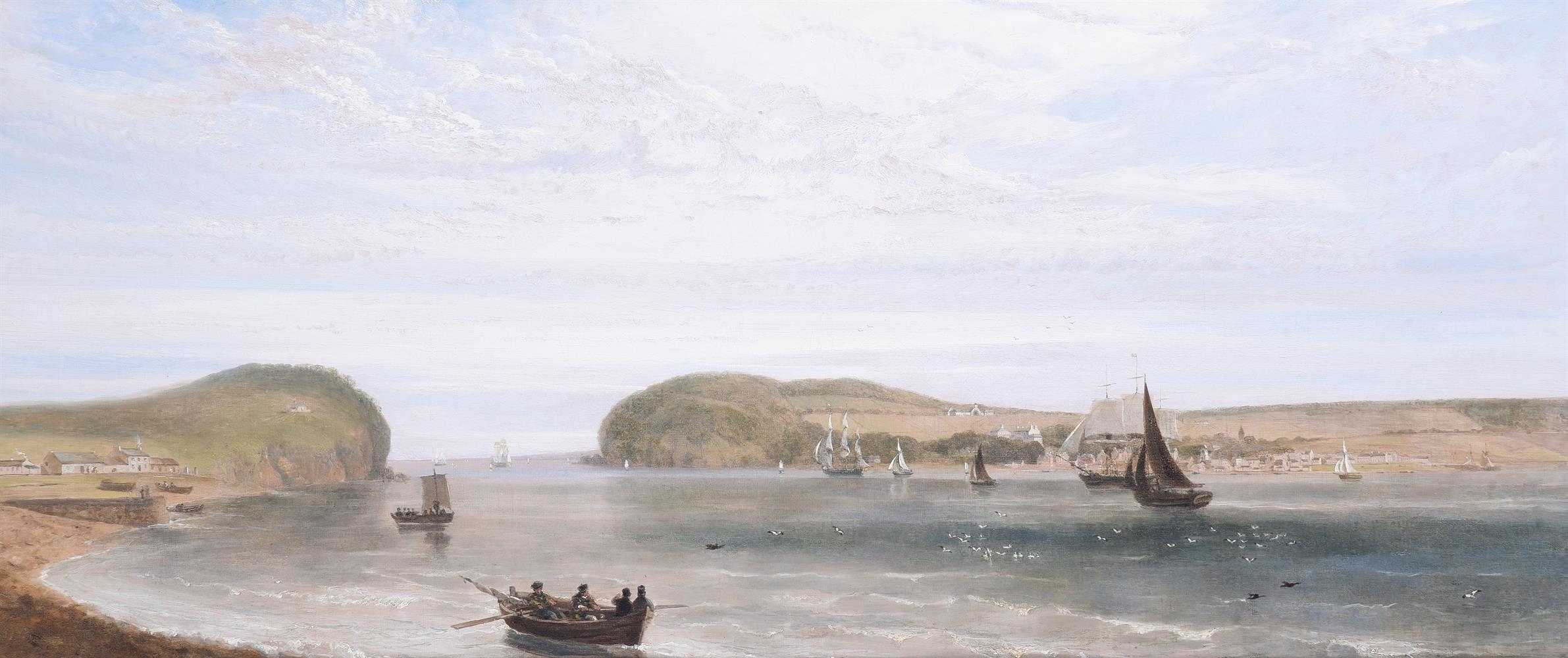Artwork by William Daniell, The town and entrance to the bay of Cromarty, Made of Oil on canvas