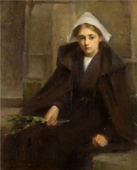 Portrait of a young woman by Marie-Thérèse Duchateau, 1898