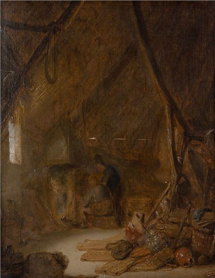 The Interior of a barn by Adriaen van Ostade, painted in 1636