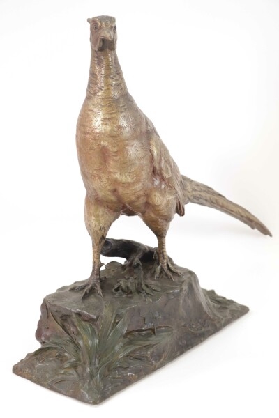 Artwork by Charles Paillet, Faisan, Made of bronze with golden and brown patina