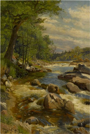 Peder Mork Monsted | A Fast Flowing River (1894) | MutualArt